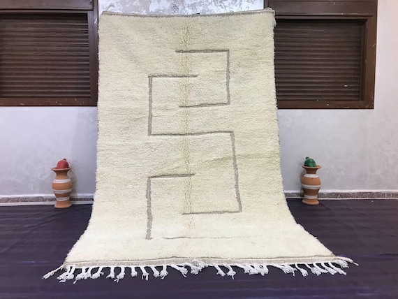 Berber Wool Rug, Indigo Moroccan Style, Geometric Pattern (Handwoven Indoor)