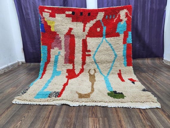 Handwoven Moroccan Berber Rug: Indigo Blue Wool (Large Shaggy Carpet)