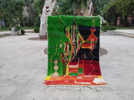 Multicolor Beni Ourain Rug: Handmade Moroccan Wool with Tassels