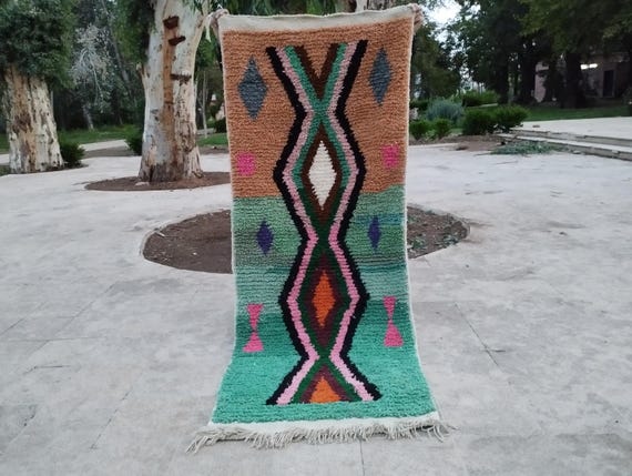 Handwoven Berber Runner Rug: Colorful Moroccan Wool (Custom Sizes Available)