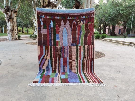 Moroccan Berber Wool Rug - Hand Tufted, Boho Geometric