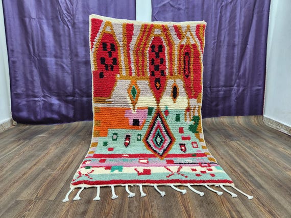 Handmade Berber Wool Rug - Colorful Moroccan Abstract Design