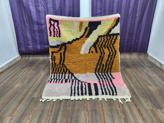 Colorful Moroccan Wool Rug: Handmade 10x12 Boho Carpet