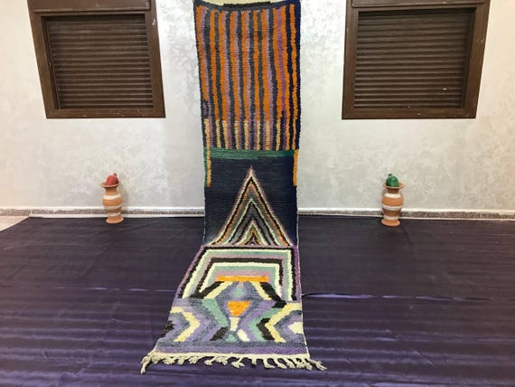 Bohemian Runner Rug: Moroccan Style Chevron (2x5 Feet, Wool)
