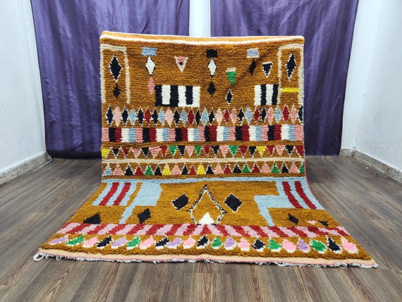 moroccan rug wool orange,berber living room handmade