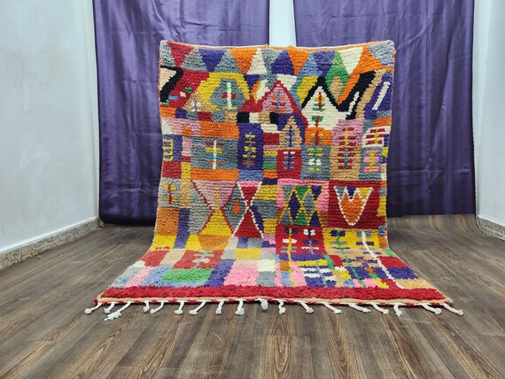 Moroccan Wool Rug, Abstract Pattern, Mustard Yellow (200x300 cm)