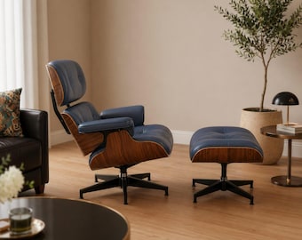Poltrona in pelle / Divano singolo dal design minimalista / Poltrona relax moderna con poggiapiedi opzionale