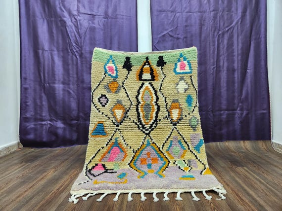 Azilal Wool Rug: Colorful Geometric Patterns - Handmade in Morocco