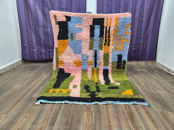 Bohemian Berber Rug: Hand-Knotted Wool, Bright Natural Colors