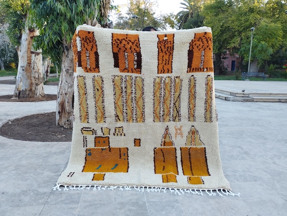 Moroccan Berber Wool Rug - Handwoven Colorful Geometric Pattern