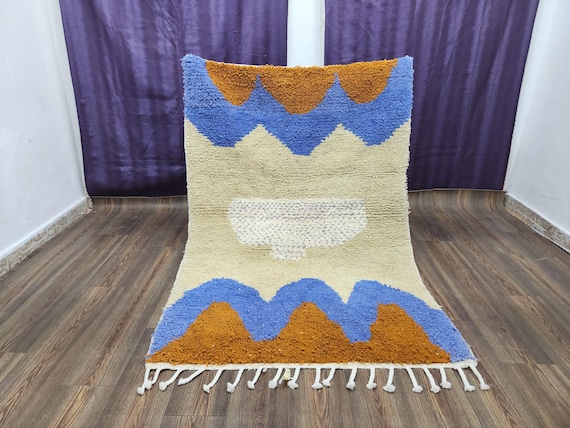 Moroccan Wool Rug - Chunky Handwoven Orange, 9x12