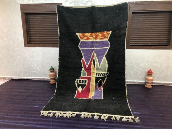 Black Moroccan Rug - Artisan Handmade Wool for Cozy Living