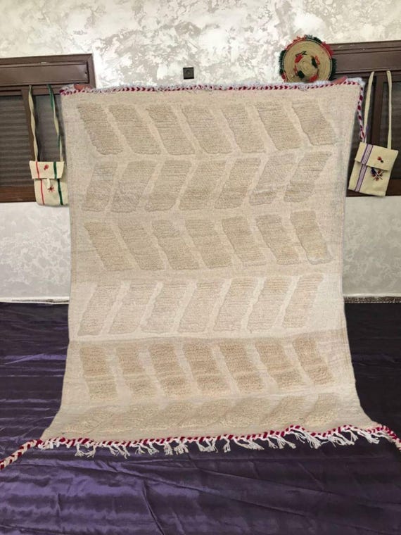 Burnt Orange Berber Rug: Handmade Moroccan Wool, Washable