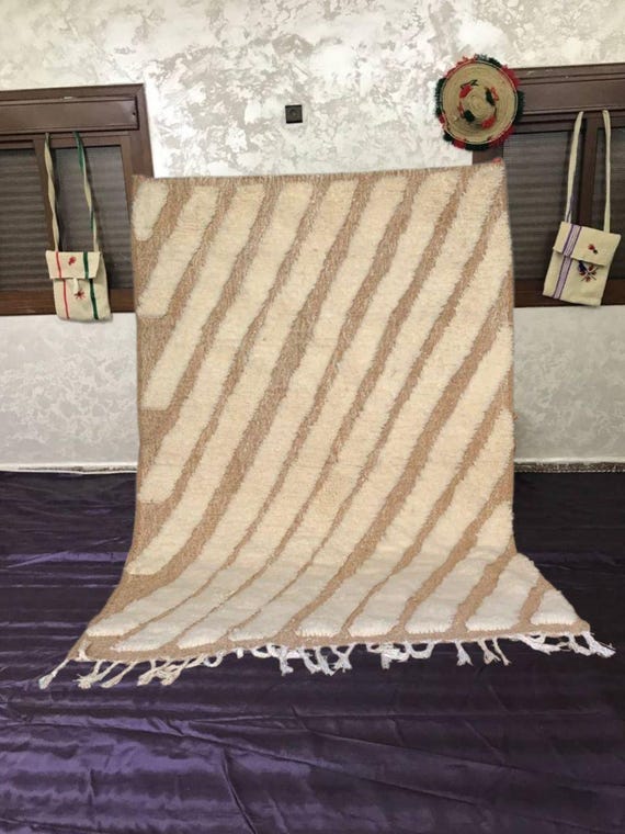 Moroccan Wool Rug: Handmade Berber Shag with Fringe