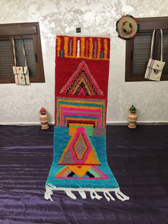 Moroccan Runner Wool Rug - Soft Pink Pastel Berber Shag