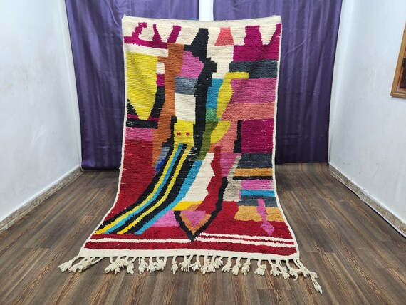 Moroccan Berber Rug: Handwoven Wool Area Carpet, Boho Style