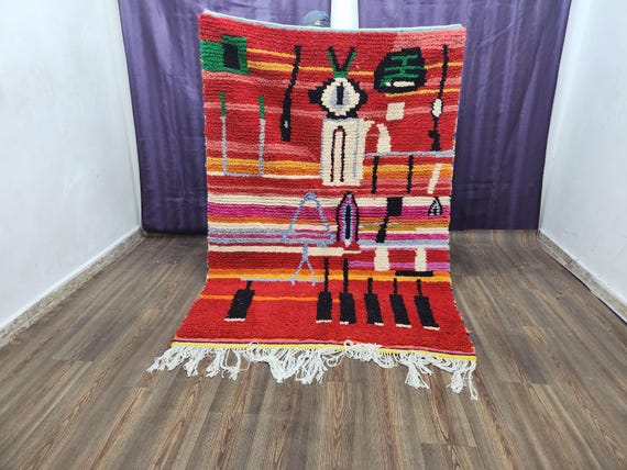 Burnt Orange Moroccan Berber Rug: Handmade Wool, 10x14 ft