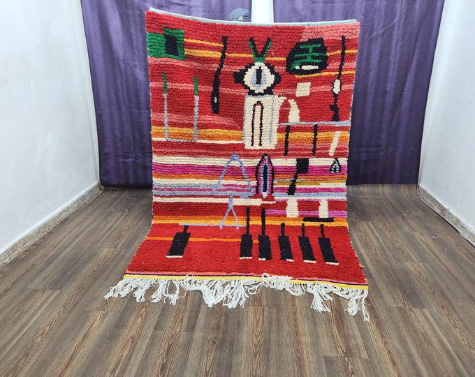 Featured listing image: Burnt Orange Moroccan Berber Rug: Handmade Wool, 10x14 ft