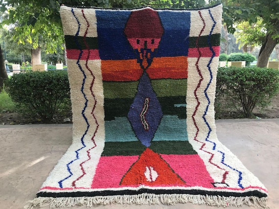 Beni Ourain Moroccan Rug - Cream Wool Handwoven 8x9 & 9x12