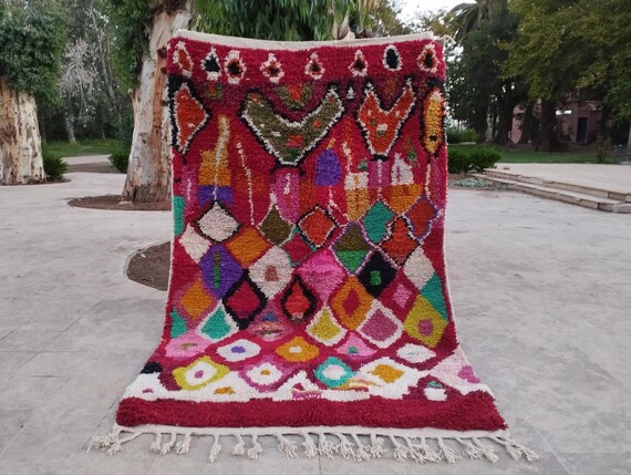 Bohemian Wool Rug, Moroccan Tribal Design, Taupe (Handwoven, Soft)