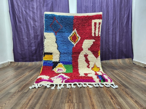 Berber Wool Area Rug: Moroccan Azilal Design (Custom Handmade)