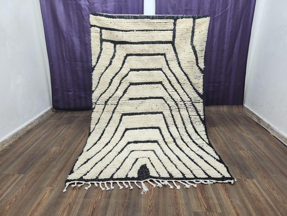 Moroccan Azilal Wool Rug: Handwoven Blush Orange, 5x7 Feet