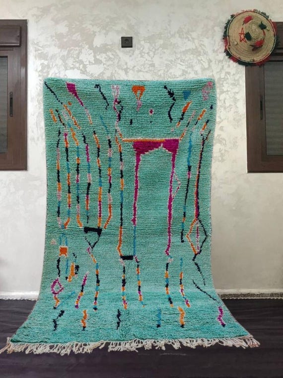 Moroccan Wool Rug: Handwoven Cobalt Ombre, 10x12 Feet