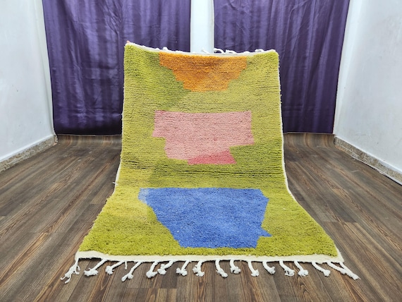 Berber Wool Rug: Handmade Moroccan Style (Olive Green, 10x14)