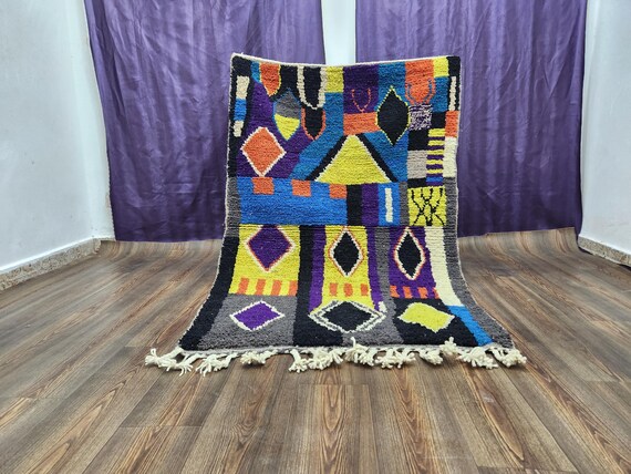 Berber Area Rug: Handmade Wool, Burgundy and Black - Moroccan Style