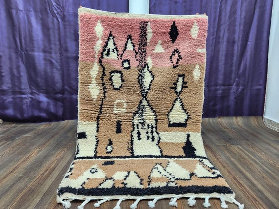 Moroccan Berber Rug - Colorful Boujad Wool, Handwoven 7x10