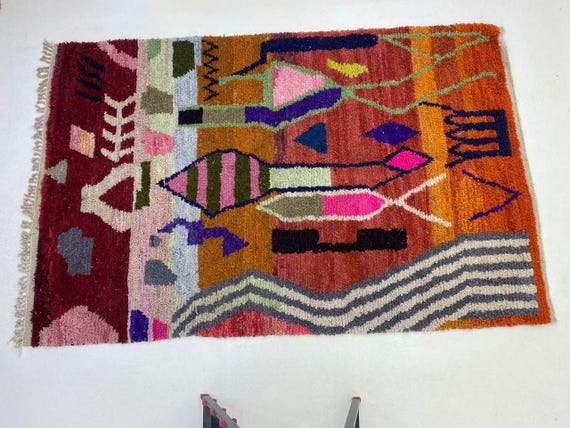Orange Boujaad Berber Rug - Handwoven Moroccan Wool