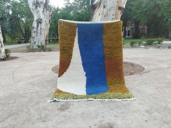 Handwoven Beni Ourain Rug: Moroccan Wool, Colorful Design (9x12 ft)