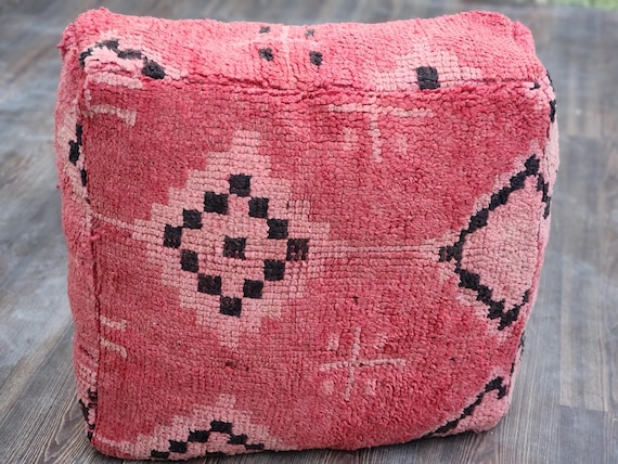 Artisan berber rugs Wool Pouf Rug - Soft Seating & Decorative Touch