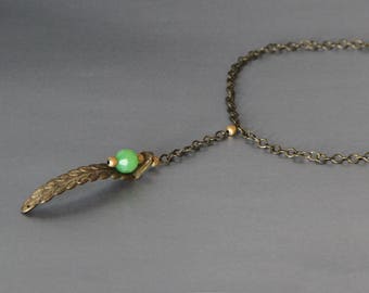 Vintage brass and faceted glass bead necklace