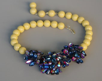 Blue Sparkles Statement Necklace from Vintage Rhinestone Jewelry