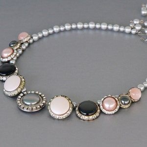 Classic and Classy. Statement Necklace from Vintage Rhinestone and Pearl Earrings image 3