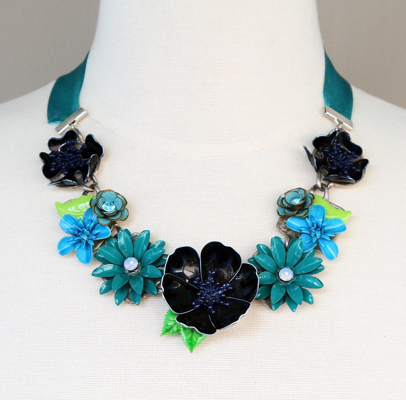 Blue Forget Me Not Flower Necklace Made From Enamel and - Etsy