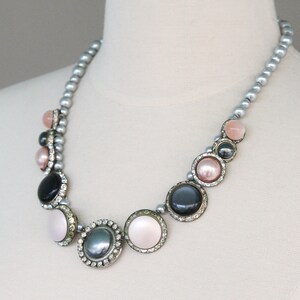 Classic and Classy. Statement Necklace from Vintage Rhinestone and Pearl Earrings zdjęcie 5