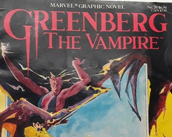 1986 First Printing Greenberg the Vampire / No. 20 Vintage Marvel Graphic Novel / J.M. DeMatteis Mark Badger / softcover vampire comic book