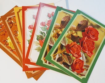 Get Well Cards / 1980s rose assortment + envelopes / Reproducta / vintage rose photos / 4 designs / beautiful script inside + bible verses