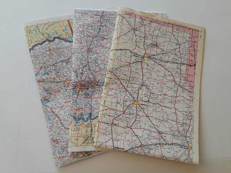 Vintage Maps / 15 JUMBO Travel Atlas Double Page Spreads - Etsy