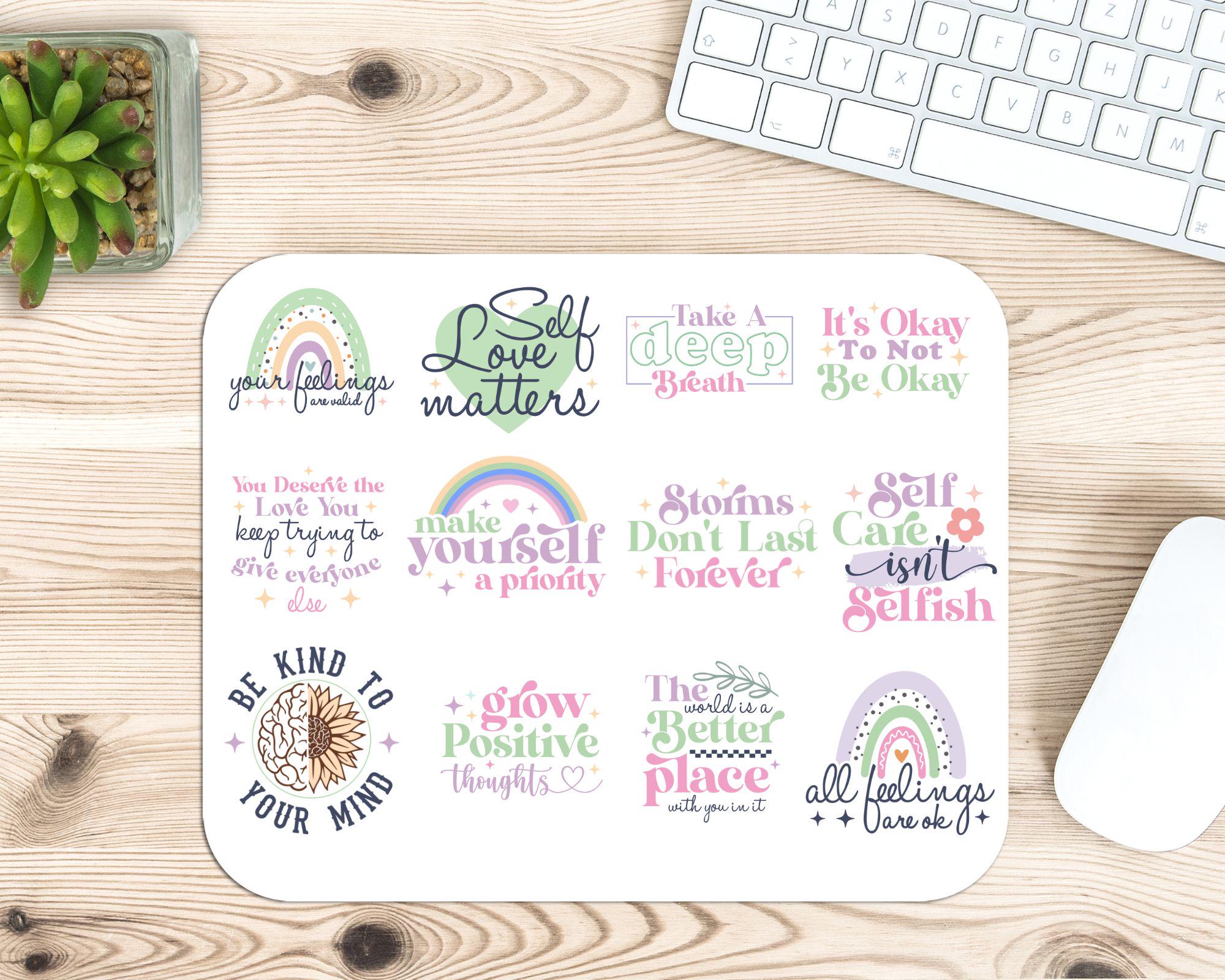 Retro Mental Health Quotes SVG Bundle, Self Care Positivity PNG ...