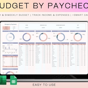 Budget By Paycheck Budget Spreadsheet Financial Planner Template Google Sheets Monthly Tracker Weekly Biweekly Bill Expenses Savings Debt