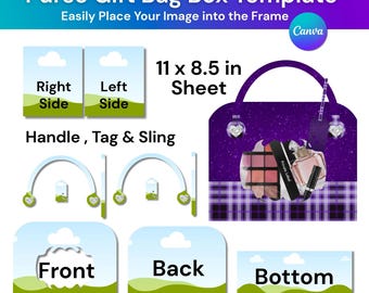 Geldbörse Geschenk Box Box Vorlage Canva Bearbeitbare Handtasche Geschenk Box Muttertag Geschenk Tasche DIY Luxus Mode Geldbörse Box Vorlage Sofort Download