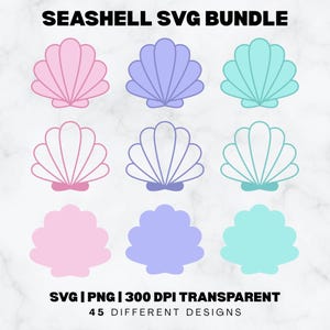Pastel Seashell Clipart: Sea Life SVG, PNG Bundle (Digital Download)
