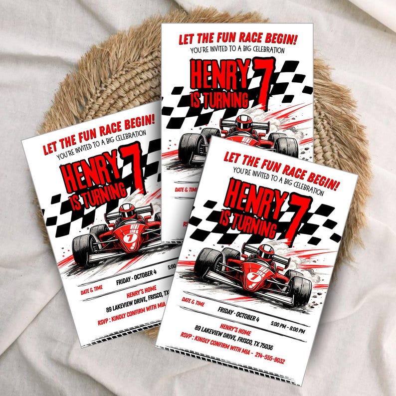 Motor Racing Theme Invitation Editable Race Car Birthday Invitation, Racing Party Canva Template - Etsy