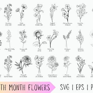 誕生月SVGバンドル | 花束SVG | 誕生花SVG | 花柄SVG | 植物SVG | 誕生日SVG | 即時ダウンロード