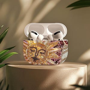 Vintage Mosaic Airpods Case, Beaded Collage Airpods Pro Gen 1, Airpods Pro Gen 2, Airpods Gen 1, Airpods Gen 2, Airpods Gen 3, Airpods Gen 4