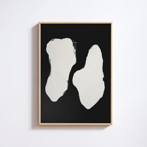 Abstract Shape Art Print - Light Beige Paint In a Dark Brown Background, Japandi Wall Art, DIGITAL DOWNLOAD, Minimalist Art