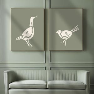 Sage Green Wall Art - Set of 2 Bird Printable Wall Art, Easter Wall Art, Minimalist Modern Wall Art, DIGITAL DOWNLOAD